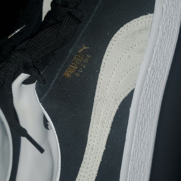 Puma Sneakers Girls Size 7m 7c 7 Black Gray Side Stripe Suede Low Top Pu… - Picture 11 of 15